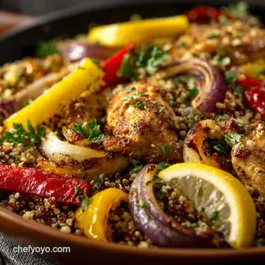 Sheet Pan Mediterranean Quinoa Bowls Lemon Oregano Chicken Veg Recipe Card