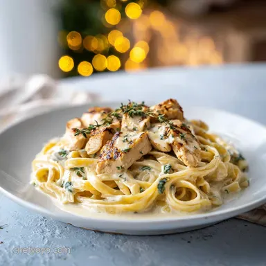 simple chicken alfredo recipe in 25 Minutes Recipe Card