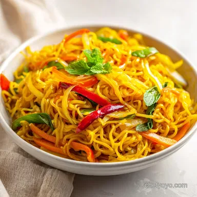 Singapore Curry Noodles Stir Fry Recipe for 4 Recipe Card