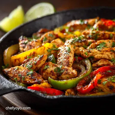 Flavorful Skillet Chicken Fajitas Weeknight Sizzle with Chipotle Marinade Recipe Card
