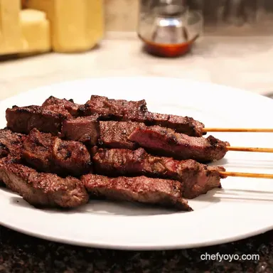 Grilled Skirt Steak Skewers Recipe Sizzling Summer BBQ Recipe Card