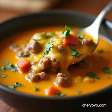 Slow Cooker Cheeseburger Soup Easiest Comfort Food Recipe Card