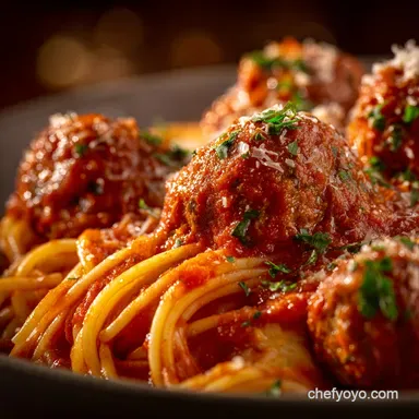 Spaghetti and Meatballs: Proper Slow-Simmered Italian Classic Recipe Card