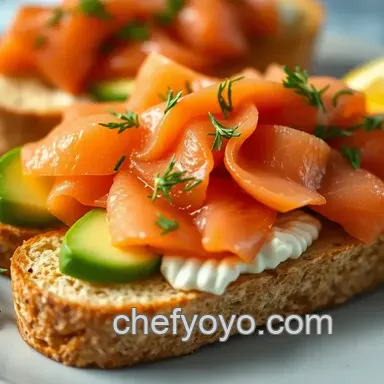 Easy Smoked Salmon Dinner Ideas: Avocado Bruschetta Delight Recipe Card