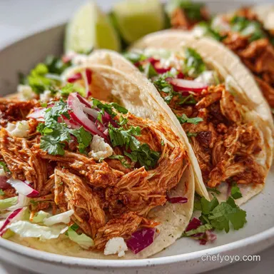 Shredded Chicken Tacos: Slow-Simmered Smoky Tinga Style Recipe Card