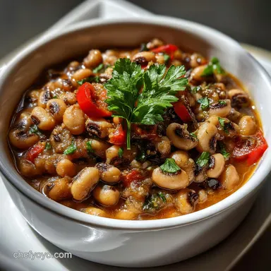Black Eyed Peas: Smoky Southern Style Good Luck Stew Recipe Card