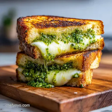 Sourdough Pesto Grilled Cheese: Pan-Seared in 15 Minutes Recipe Card