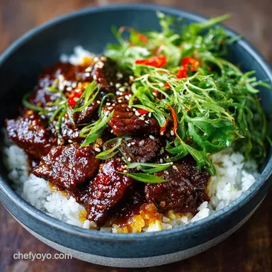 Korean Inspired Beef Bowls Speedy Gochujang Glaze (45 Min Total) Recipe Card