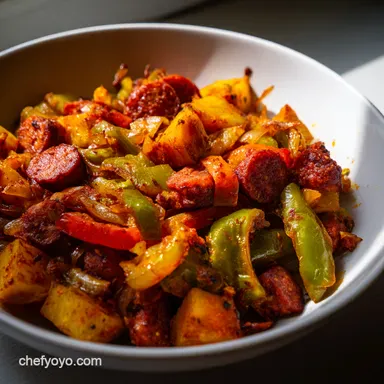 Spicy Chayote Chorizo StirFry A Quick Fiesta Recipe Card