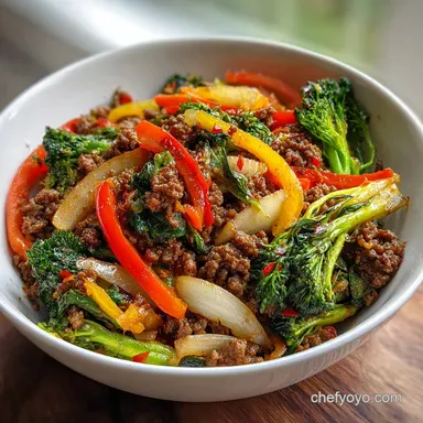 Spicy Ground Beef Stir Fry Bowl in 20 Minutes | Garlic Veggies