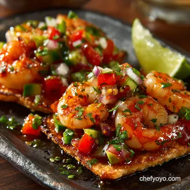 Spicy Shrimp Ceviche Tostadas Quick Mexican Appetizers Recipe Card