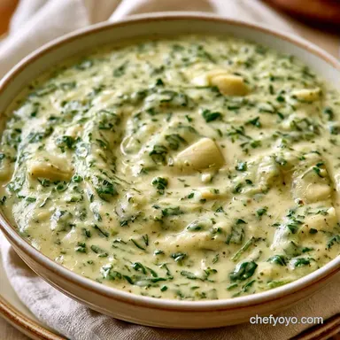 Creamy Spinach Artichoke Dip Soup Recipe Card