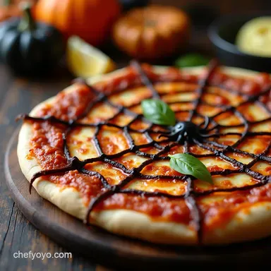 Spooky Spiderweb Pizza A Savory Halloween Treat Recipe Card