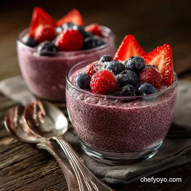 Superfood Triple Berry Chia Pudding: Creamy Overnight Magic Breakfast Recipe Card