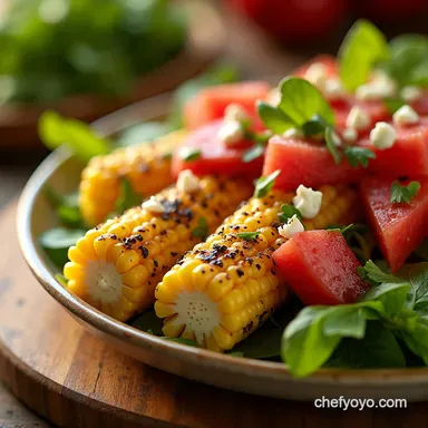 BBQ Bliss Grilled Corn Salad Watermelon Feta Summer Sides Recipe Card