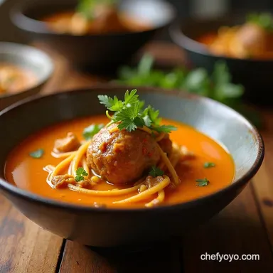 Thai Curry Meatball Soup Aromatic Coconut Dream Recipe Card
