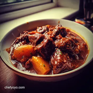 My GoTo Managed Beef Ale Stew Deep Flavour Low and Slow Simmering Recipe Card