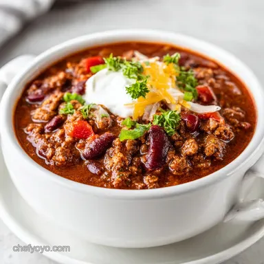 Crockpot Chili Recipe with Ground Beef for 8 Servings Recipe Card