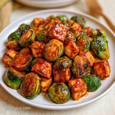 Tofu Brussels Sprouts Bowl for 4 Servings Recipe Card