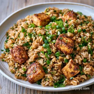 Tofu Fried Brown Rice for 4 Servings Recipe Card