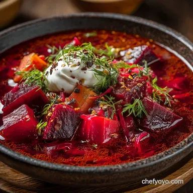 Traditional Polish Beet Borsch Soup Clear Crimson Barszcz Czysty Recipe Card