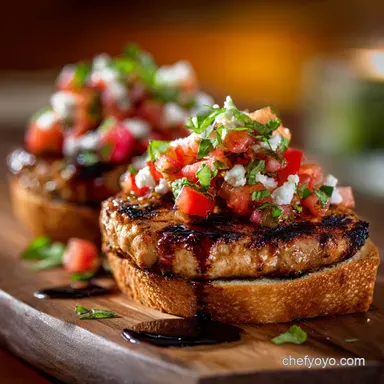 Turkey Bruschetta Burgers: Juicy Grilled Recipe with Balsamic Glaze Recipe Card