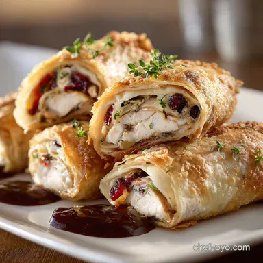 Boxing Day Bonanza Baked Turkey Cranberry and Brie Egg Rolls Recipe Card