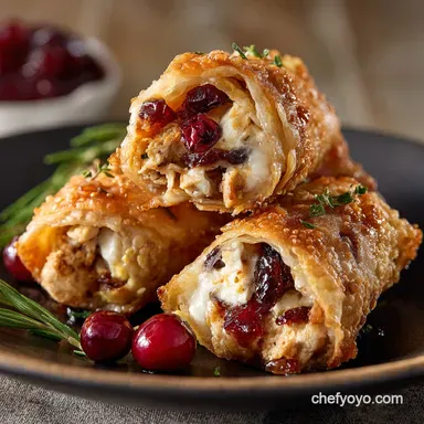 Turkey Cranberry and Brie Egg Rolls The Perfect Holiday Appetizer Recipe Card