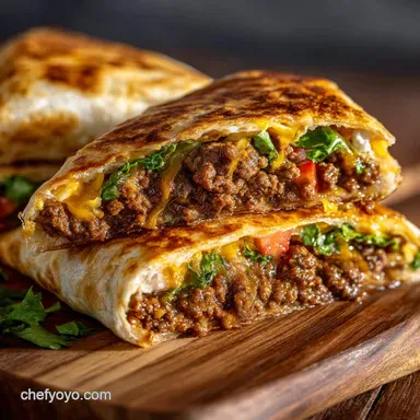 MessFree Cheeseburger Crunch Wrap Proper Ground Beef Dinner Idea Recipe Card