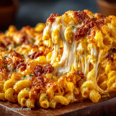 DoubleCheese Chorizo Mac A High Calorie Meals Dream Recipe Card
