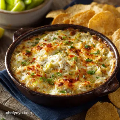 Hot and Cheesy Crab and Artichoke Dip: Easy, Ultimate Party Food Recipe Card
