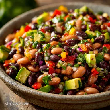 Fiesta Bean Salad Recipe: Easy, No-Cook Summer Gathering Side Dish Recipe Card