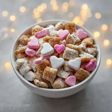 Valentine Puppy Chow Snack Mix: Shatteringly Crisp Recipe Card