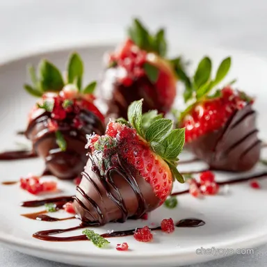 Delicious Valentines Day Finger Food Idea with Chocolate Covered Strawberries: Dark Cacao Pistachio Recipe Card