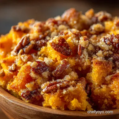 The Best Southern Maple Sweet Potato Casserole Smooth Creamy Pecan Streusel Top Recipe Card