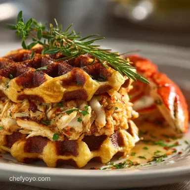 Waffles and Crab Cakes: Savory Herb Waffles with Jumbo Crab Cakes Recipe Card