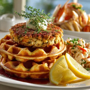 Waffles and Crab Cakes: Savory Herb Waffles with Jumbo Crab Cakes