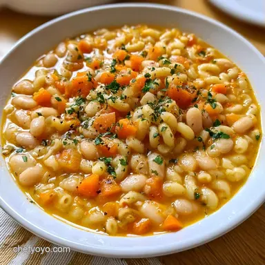 White Bean Soup with Pasta in 40 Minutes Recipe Card