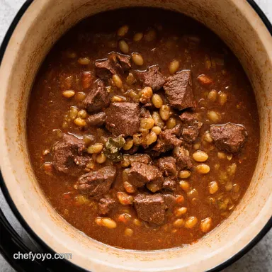 Winter Crockpot Comfort Beef Barley Stew Recipe Recipe Card