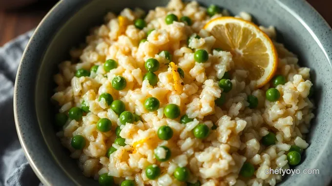 Creamy Fish Stock Risotto with Peas and Lemon Zest
