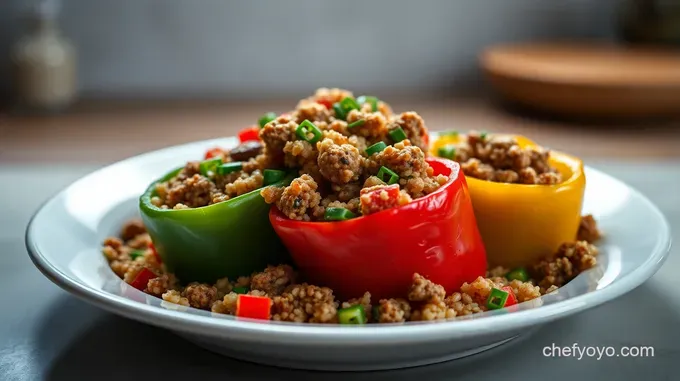 Wholesome Ground Beef & Quinoa Stuffed Bell Peppers