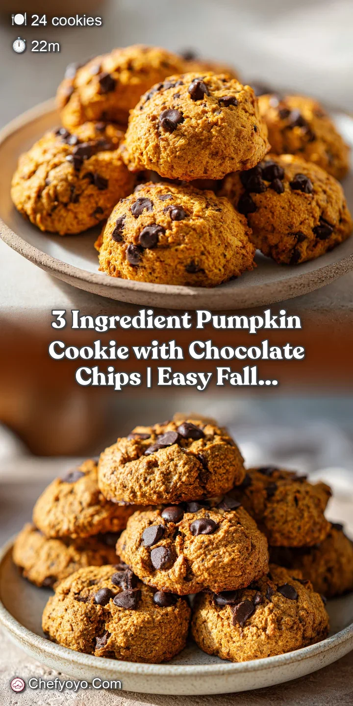 Close-up of a soft, slightly chewy cookie showcasing rich, dark chocolate chips melting into pumpkin dough.