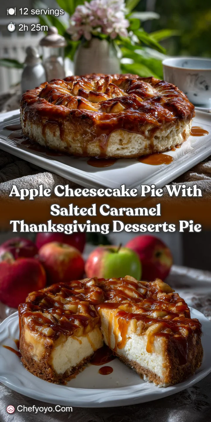 Apple Cheesecake Pie with Salted Caramel Thanksgiving Desserts Pie