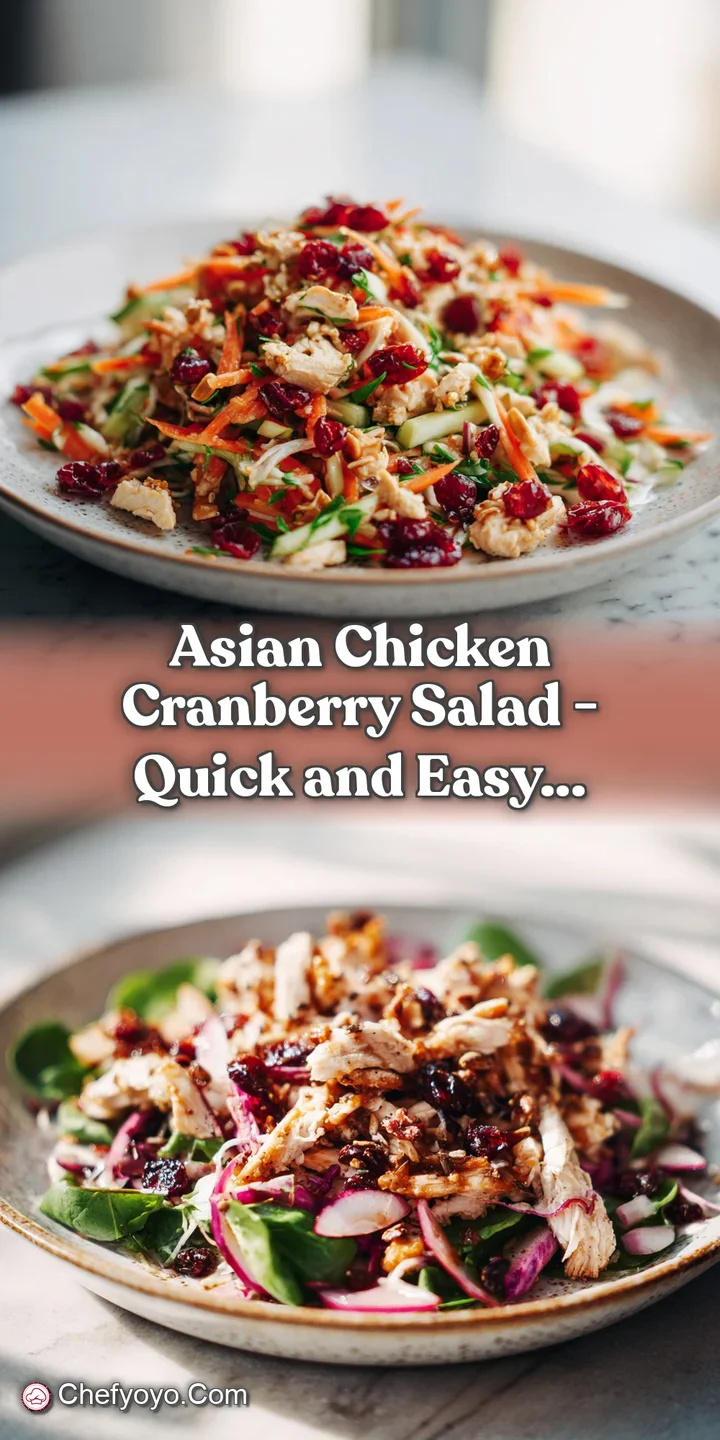 Juicy chicken pieces mingled with plump, tart cranberries and mixed greens, a refreshing close-up.