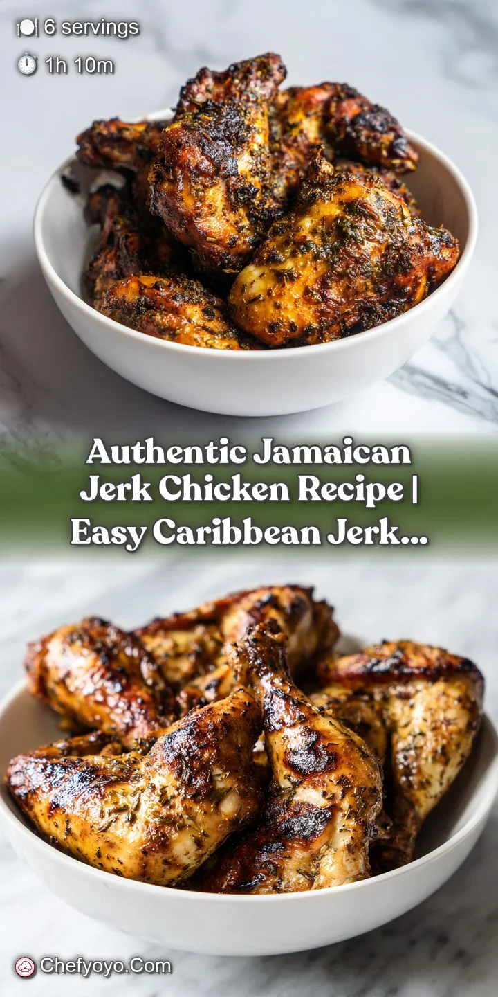 Close-up of smoky, caramelized jerk chicken skin with visible spice flecks and tender meat.