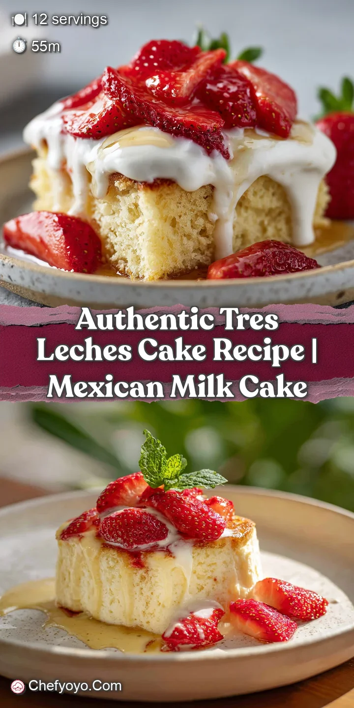 Close-up shows the moist, porous texture of tres leches cake, glistening with milky syrup, inviting and utterly delicious.