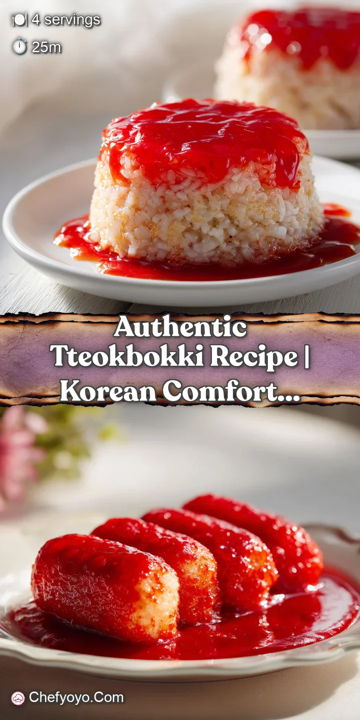 Close-up of glistening spicy red sauce coating chewy white rice cakes with steam rising and fresh green onion slices.