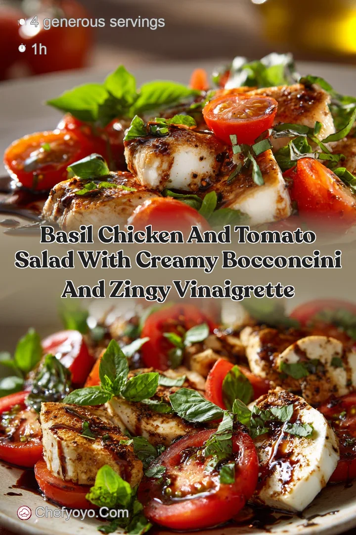 Basil Chicken and Tomato Salad with Creamy Bocconcini and Zingy Vinaigrette