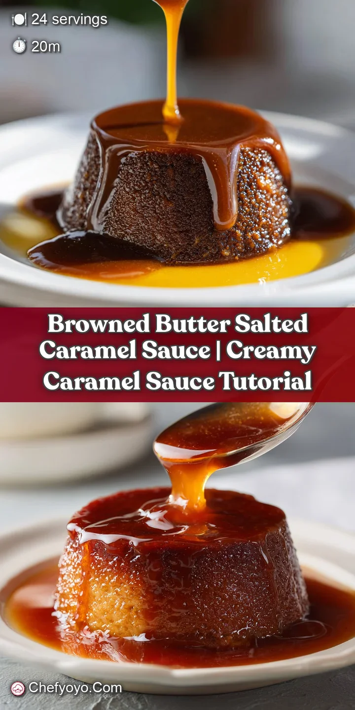 Glossy, amber-hued salted caramel sauce with visible sea salt crystals glistening under light.