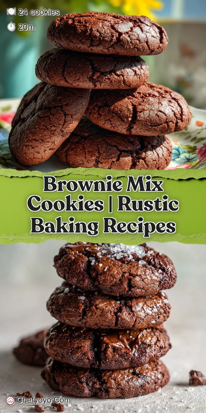 Close-up of a rich brownie cookie with a molten center. Shiny, cracked top and soft, gooey texture practically melts in yo...